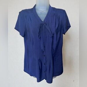 Van Heusen Deep Blue Blouse with Tie Detail